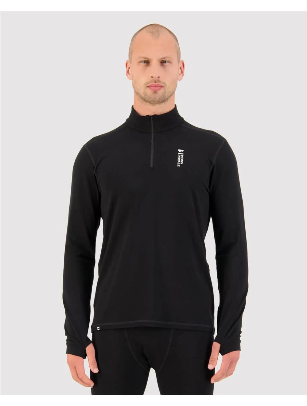 Mons Royale Mens Cascade Merino Base Layer ¼ Zip LS