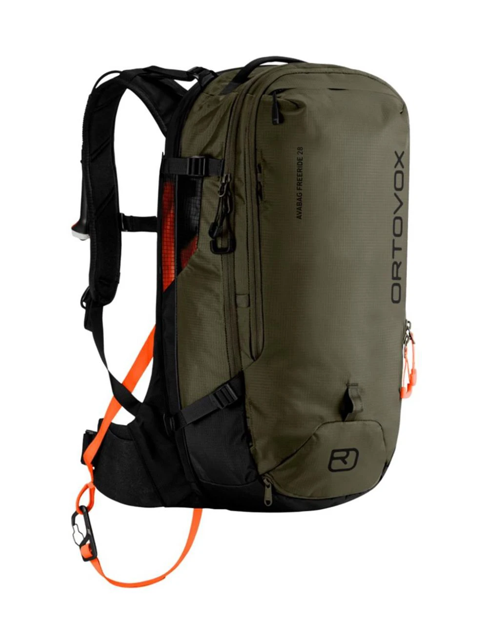 That is a Avalanche Backpack; Ortovox Avabag Litric Freeride 28 dark wild herbs dark wild herbs