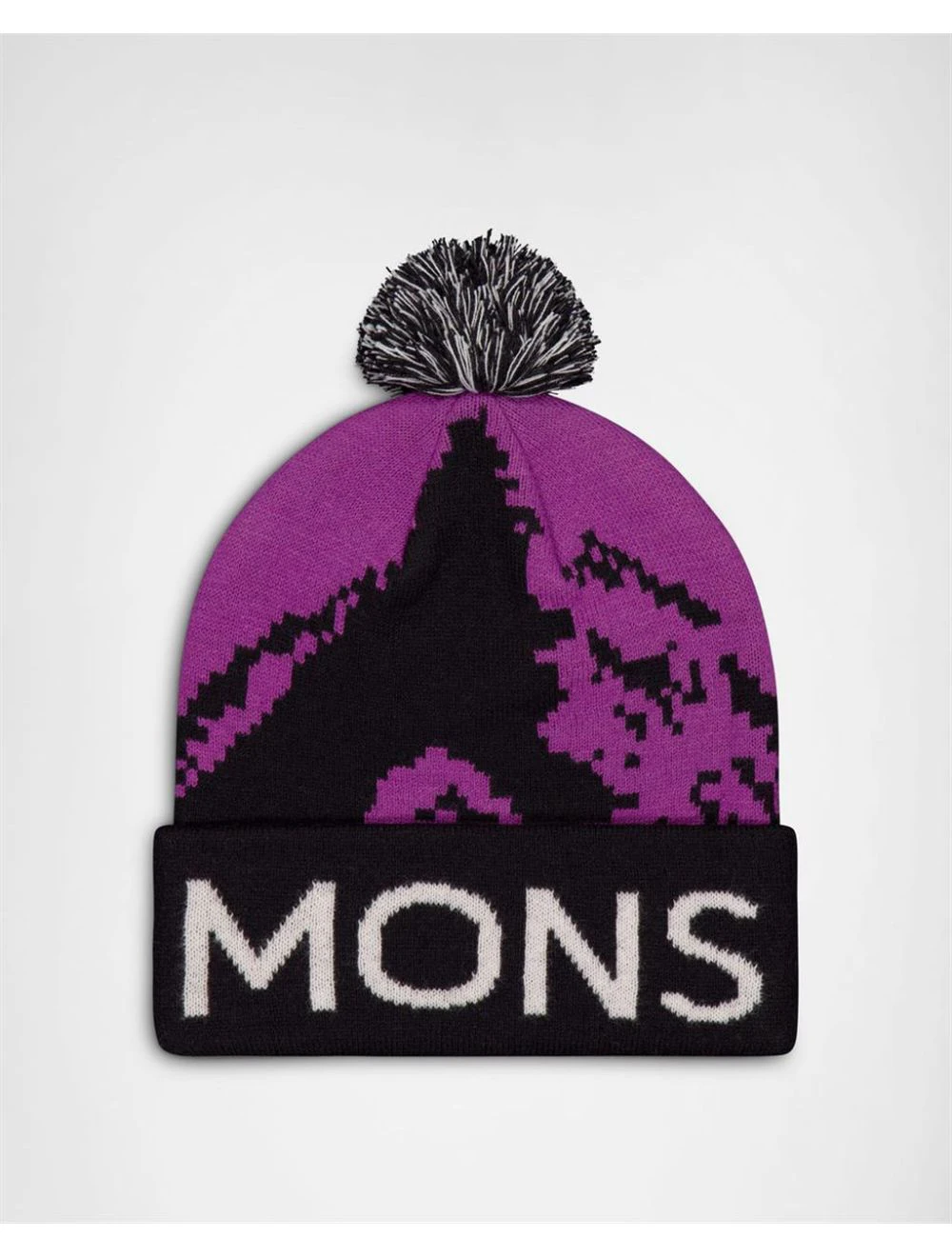 That is a Beanie; Mons Royale Unisex Mtn Pixel Merino Pom Pom Beanie Purple Bolt / Black Purple Bolt / Black