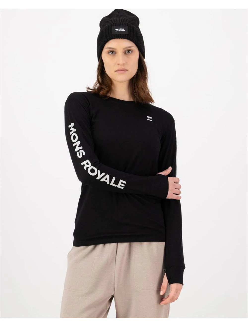 That is a First Layer Mons Royale Womens Yotei Classic Long Sleeve Black Black