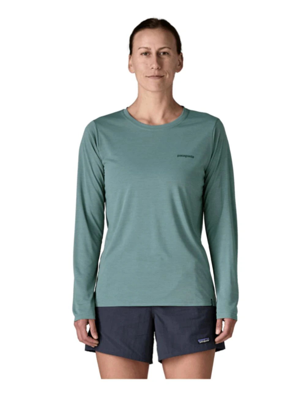 That is a Shirt Patagonia W's L/S Cap Cool Daily Shirt - Boardshort Logo Blue Sage