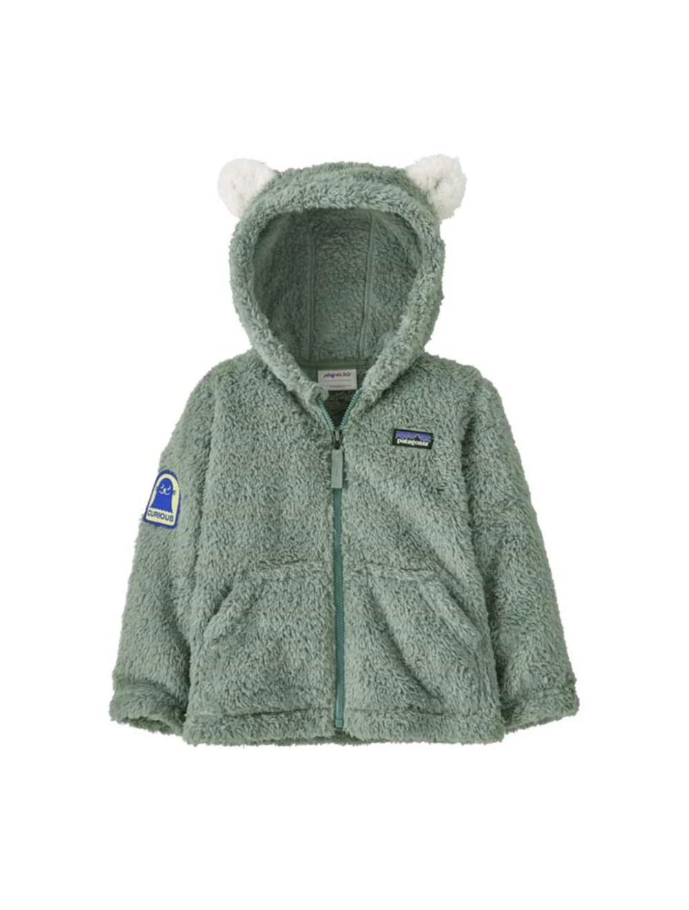 That is a Fleece Pullover Patagonia Baby Furry Friends Hoodie Curious Seal Patch: Cover Green Curious Seal Patch: Cover Green