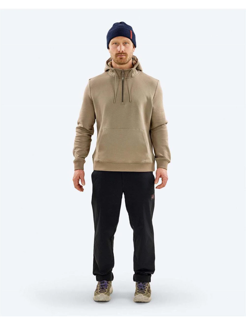 That is a Sweater The Mountain Studio H-9 Tech Hood Half Zipp brindle brindle