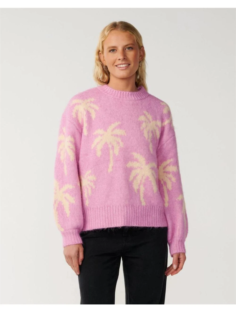 That is a Sweater Rip Curl Retro Swell Palm Jacquard Crew Lilac Lilac