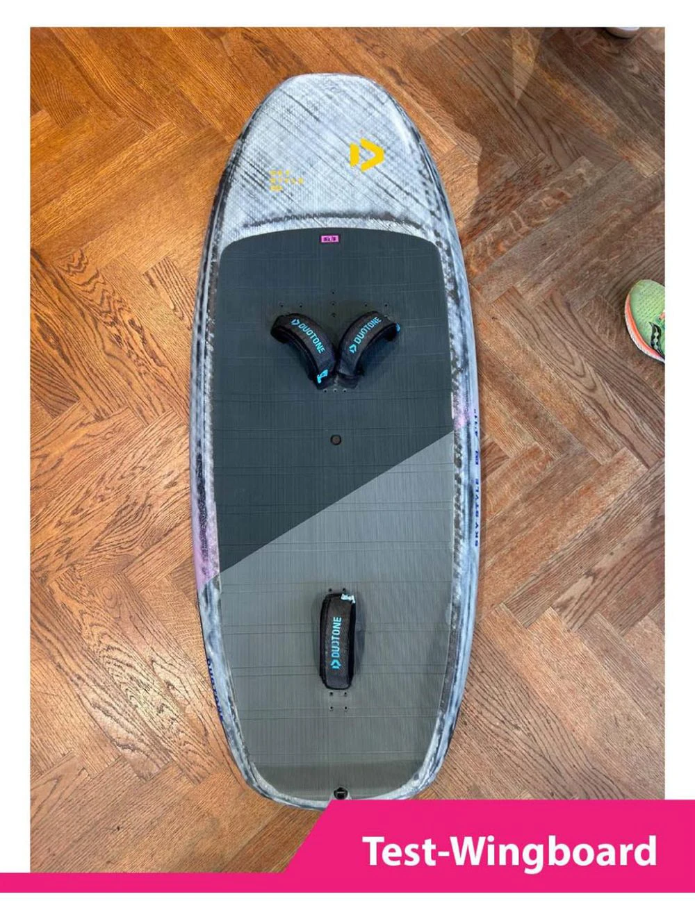 That is a Wingfoil Board; Duotone Testboard Sky Style SLS 2025